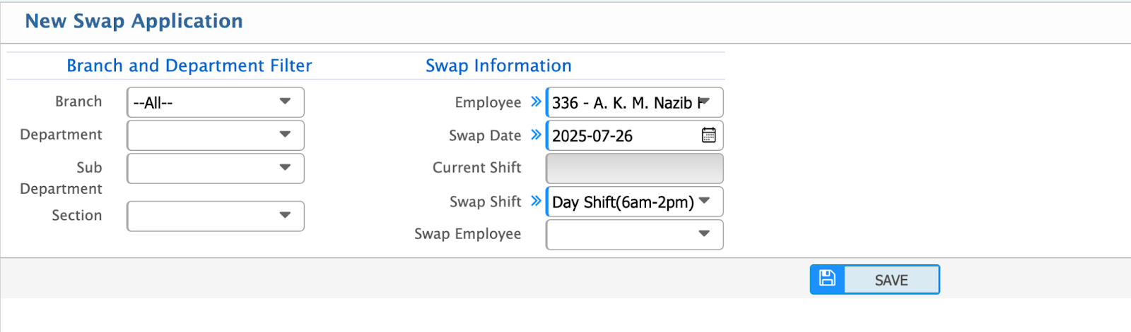 New Swap Application